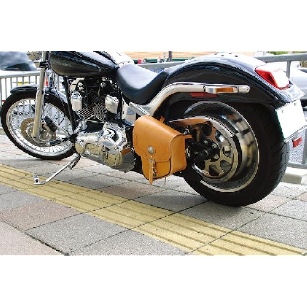 DEGNER Rigid Saddle Bag Leather 4mm Thickness 34x21x13cm Softail Tan SB-15