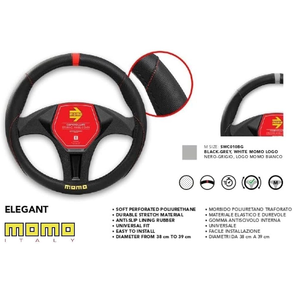 MOMO Handle cover software polyurethane diameter 14.5 inch ~ 15.5 inch fit black/gray SWC010BG