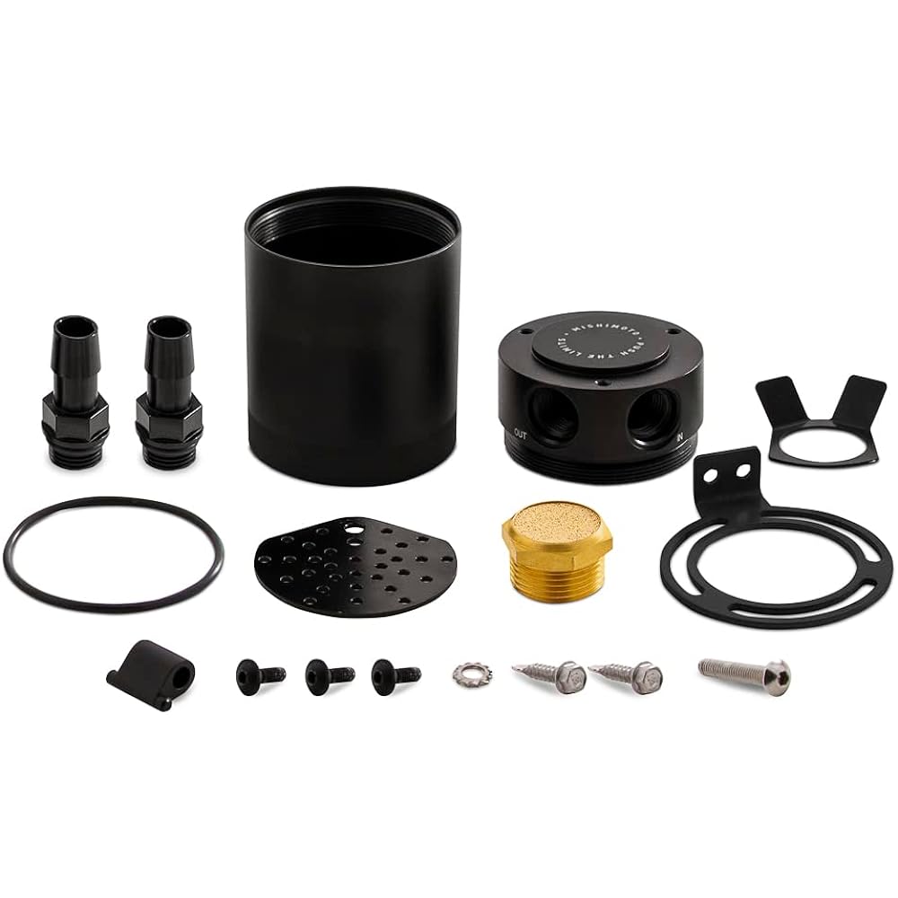 MISHIMOTO MMBCC-CBTWO-BK Compact baffle oil catch can 2 port black