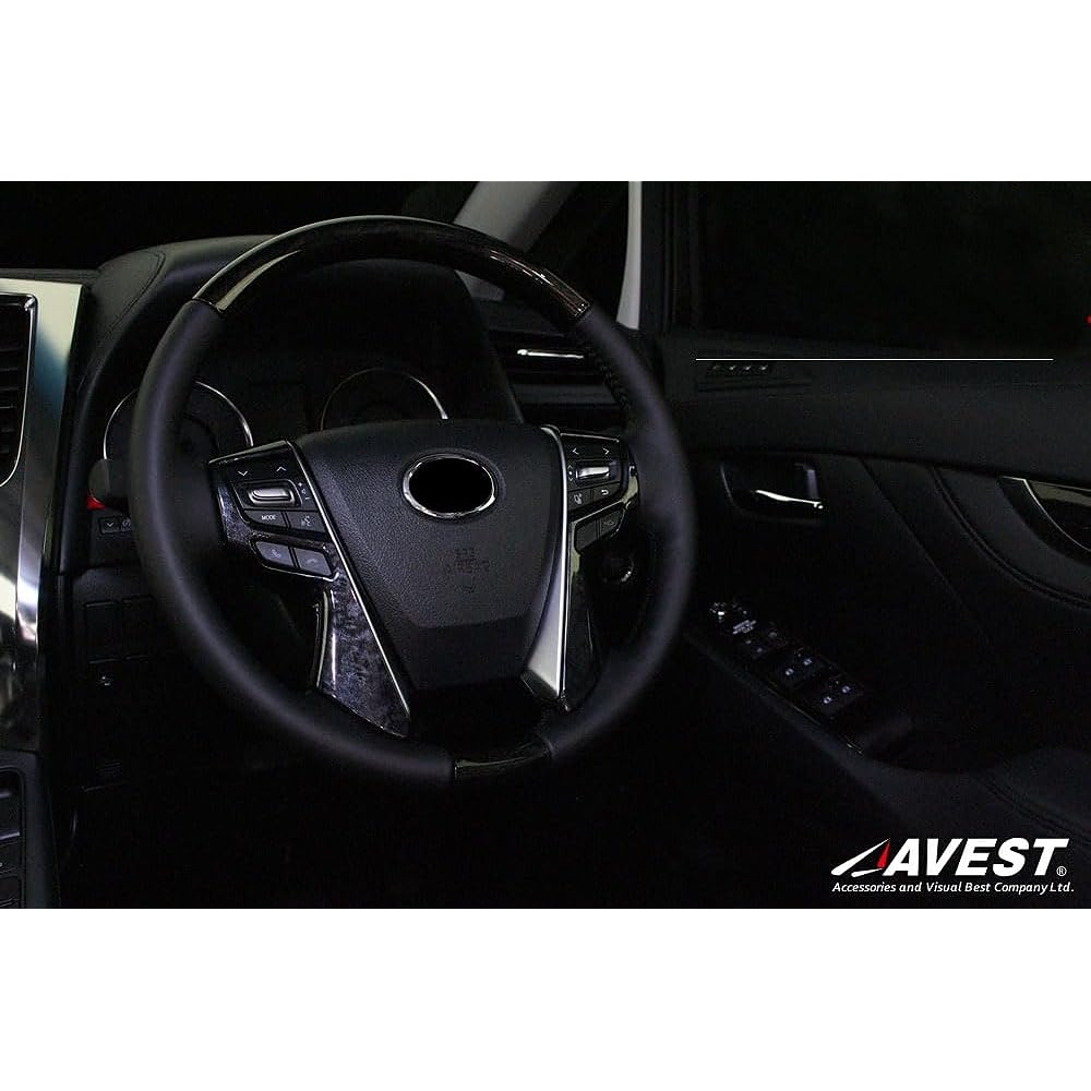 Alphard 30 Vellfire 30 Series Early Late Steering Panel Garnish, Black Wood Grain Style, AVEST Interior Parts, Cover, Accessory, Interior Panel, Late Alphard 30 Series Compatible