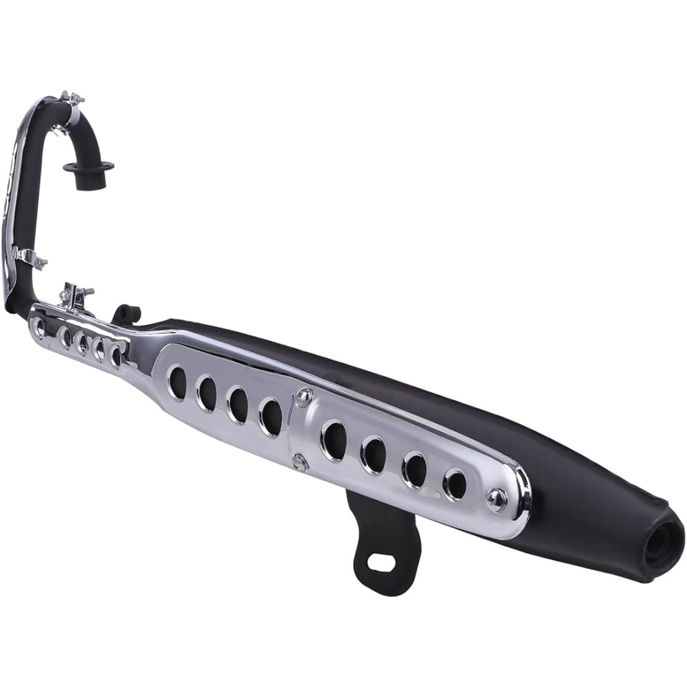 CustomDivine Honda Up Muffler Scrambler Muffler Steel Plated Black Super Cub C50 C70 C90 Little Cub Custom Parts External Product (Black x Silver)