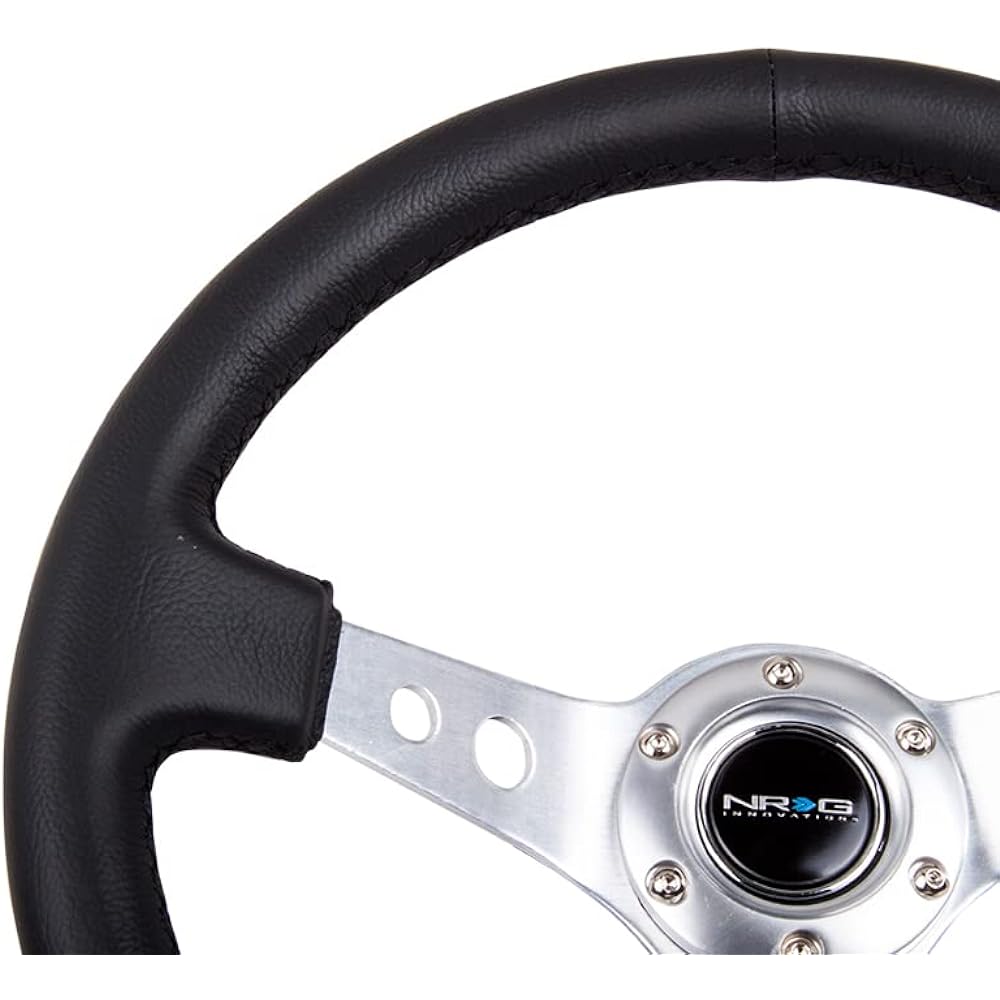 NRG Innovations RST-006S-Y reinforced steering wheels (350mm sports handle (depth 3 inch) suede black stitch yellow center mark)