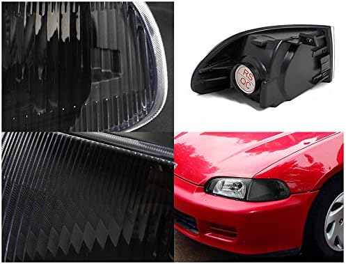 SPEC-D TUNING Black Housing Clear Lens Corner Light 1992-1995 Honda Civic 2 3 Door Coupe Hatch Parking Signal Lamp Left+Right Pair