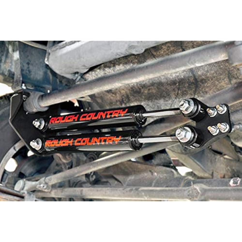 ROUGH COUNTRY dual steering stabilizer (fit) 1987-1995 Geeprangler YJ | 4-6.5 inch | Steering damper | 87307