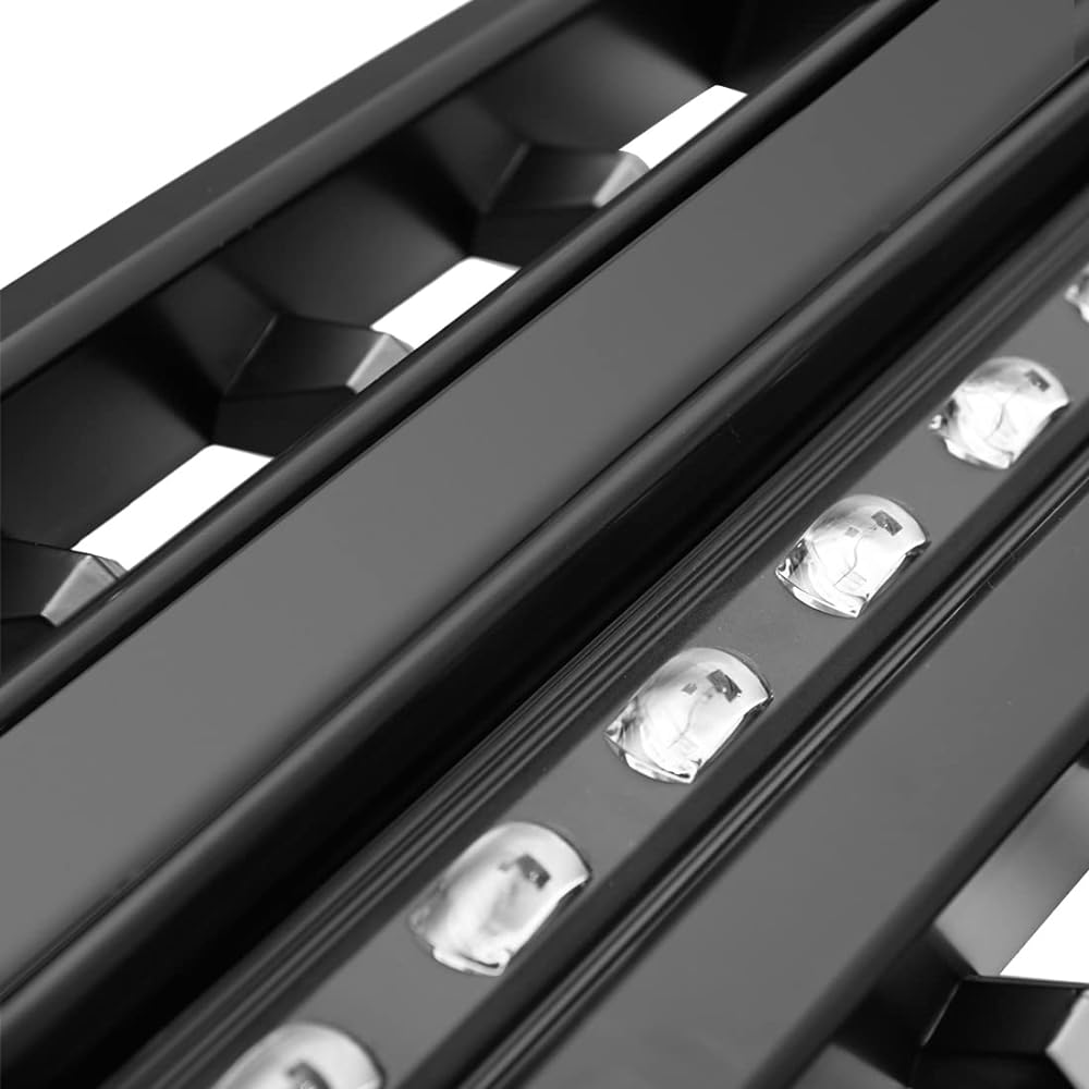 MEGAIE Front grill replacement F150 2004-2008 Matt Black Front Bumper Grilled Offrard Light