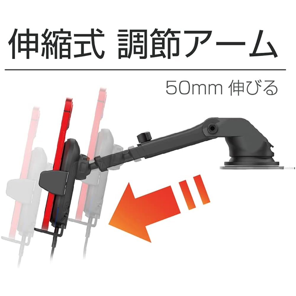Kashimura Qi automatic opening/closing holder, compatible with notebook, with capacitor, suction cup installation, NKW-30, black