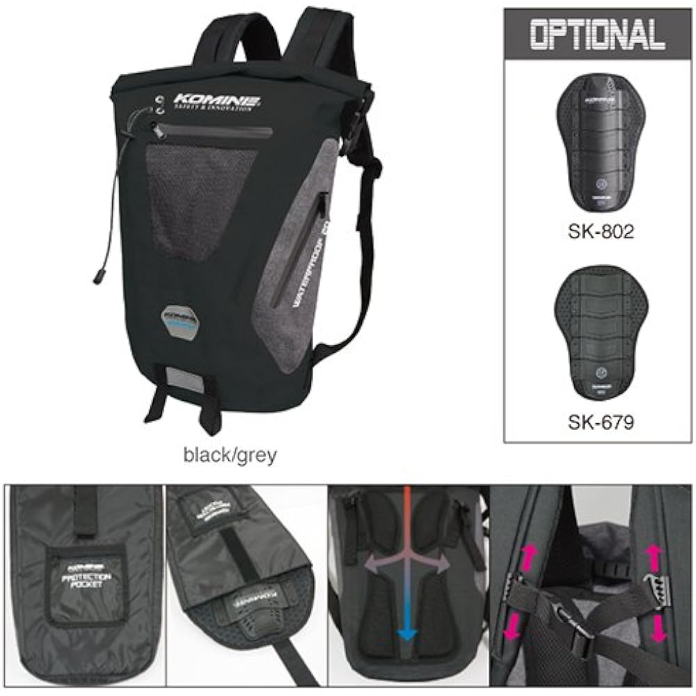 KOMINE Motorcycle Waterproof Backpack 20 Gray/Black 20L SA-236 1112 Waterproof