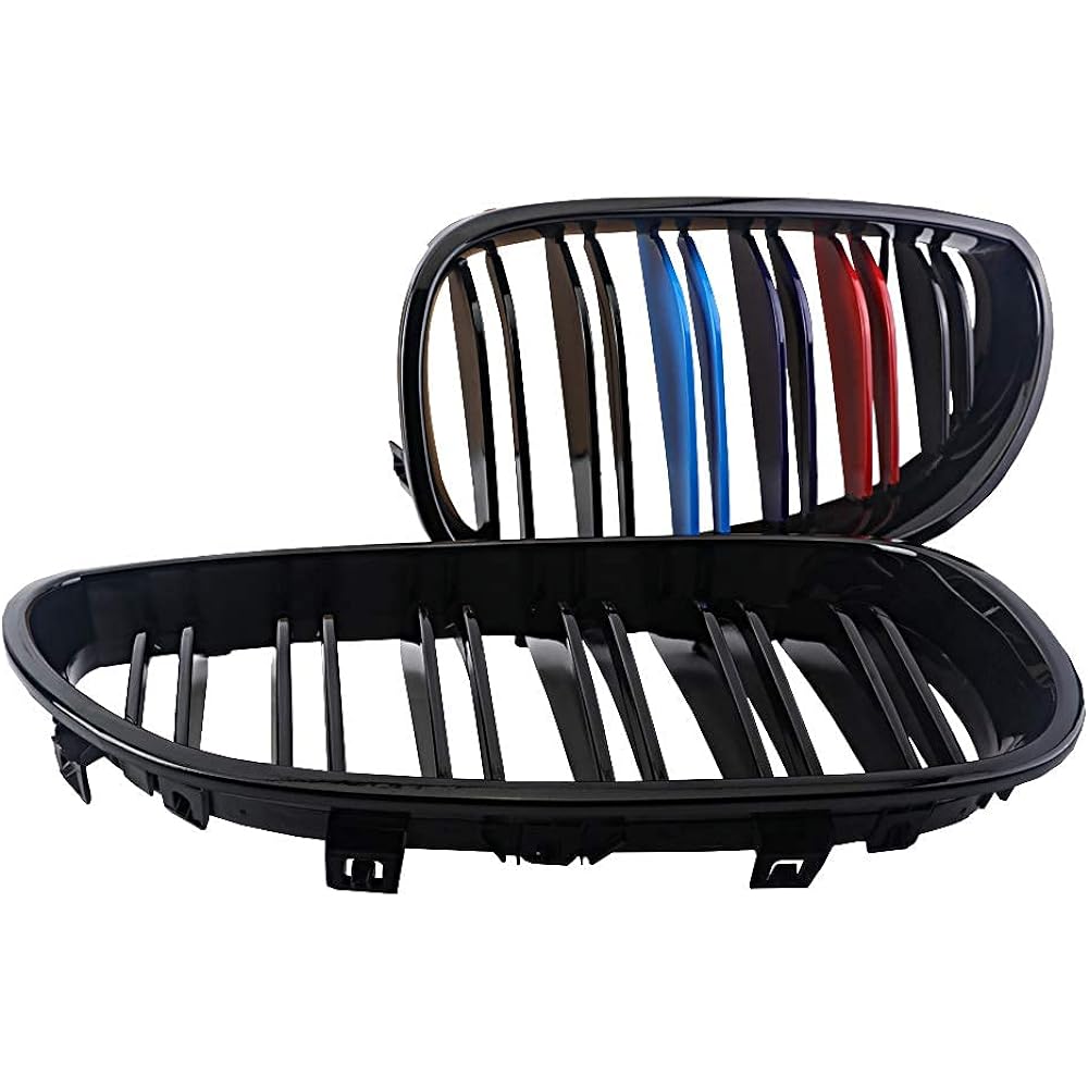 AOKAILI glossy M-TRI Color Kidney Grill ABS Grill 03-09 BMW E60/E61 5 Series compatible