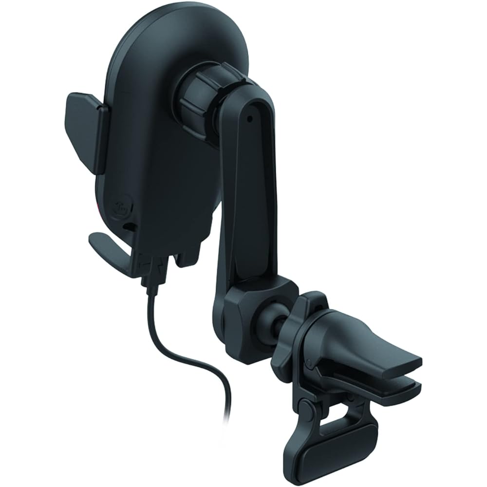 Kashimura Qi automatic opening/closing holder, notebook compatible, with capacitor, long arm, air conditioner installation, NKW-29, black
