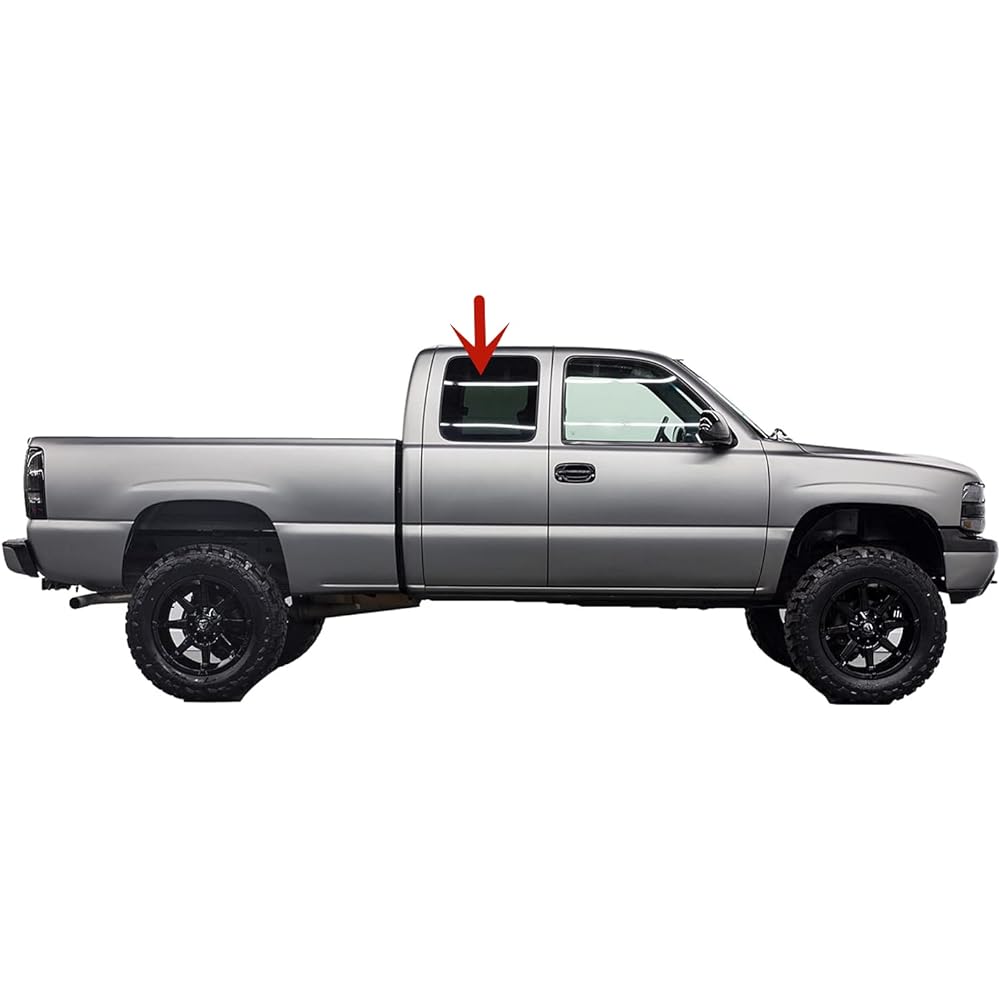 NAGD 1999-2006 Chevrolet Silverado 2-Door Extended Pickup Passenger Right Side Rear Movable Quarter Window Replacement Glass with Latch Dark Tint