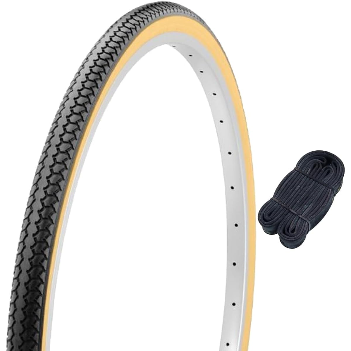 Shinko 26 inch bicycle tire tube set DEMING L/L 26×1 3/8 black/beige W/O SR078 60164