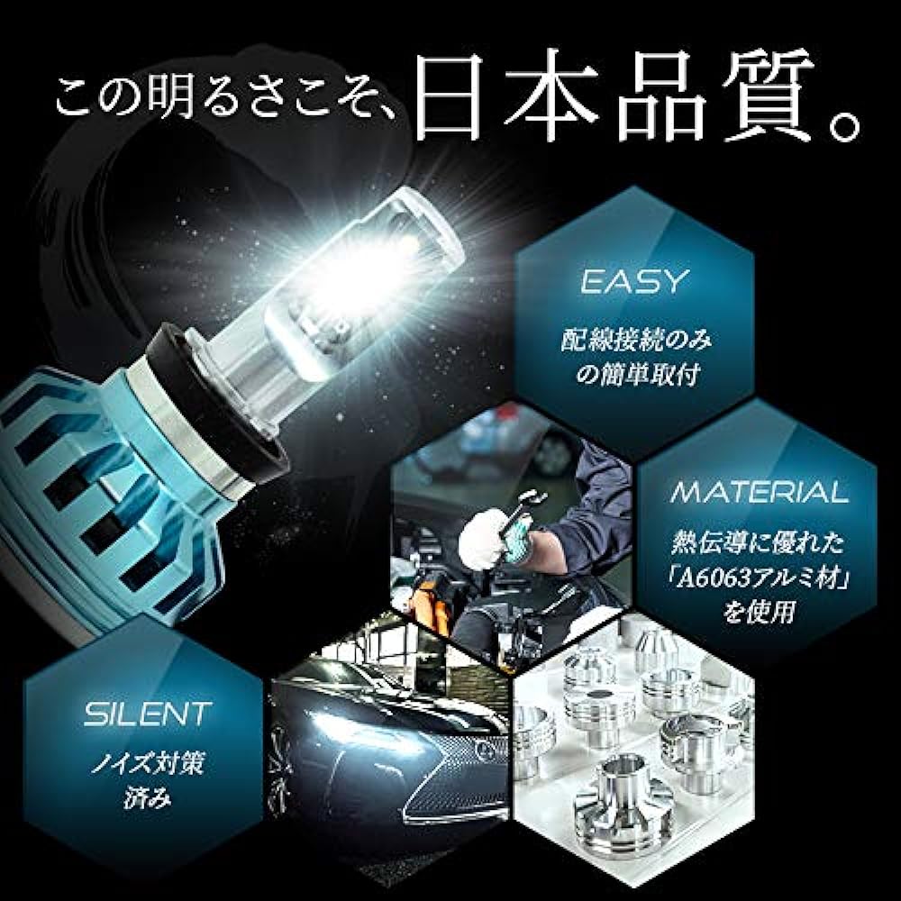 Japan Lighting (Standard Model) LED Headlight, Fog Light, H8, H9, H11, H16, 6,000K, Compatible with Vehicle Inspection