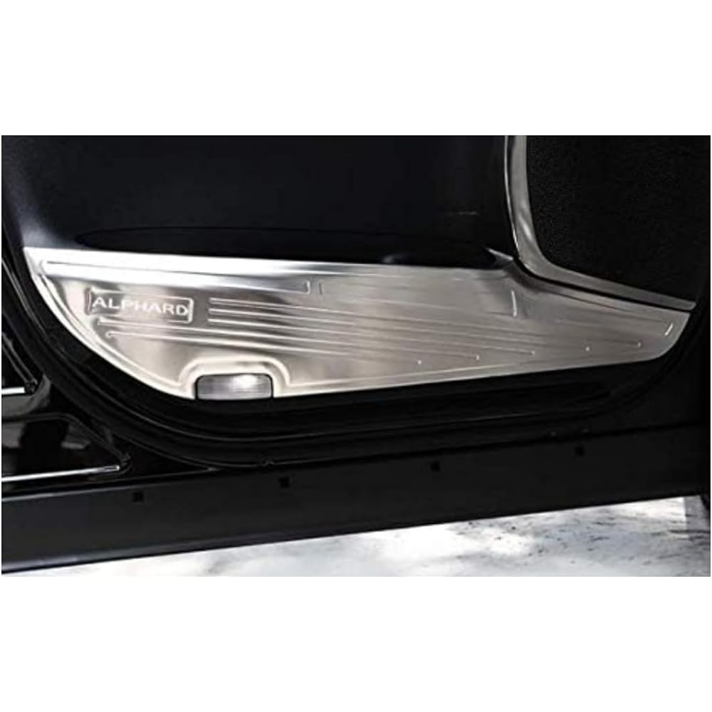 Toyota Alphard 30 Series Door Kick Guard Stainless Steel Door Trim Cover Kick Guard Mat Scratch/Stain Prevention Cover Black (Black)