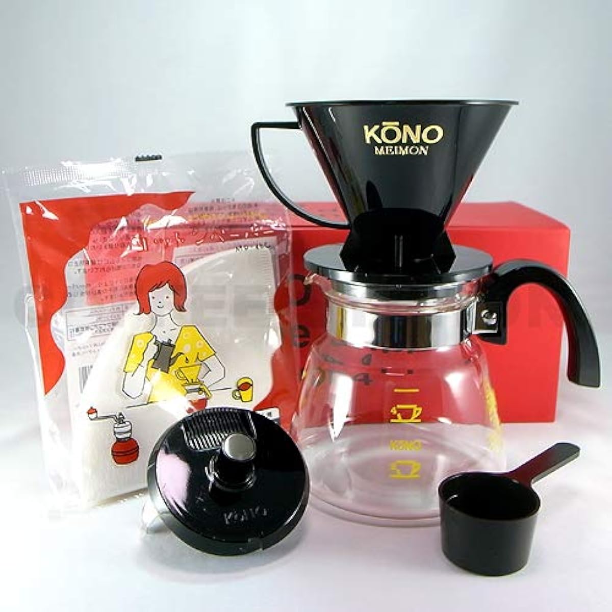 KONO style KONO coffee siphon prestigious dripper set for 4 people color handle MD-40BK black