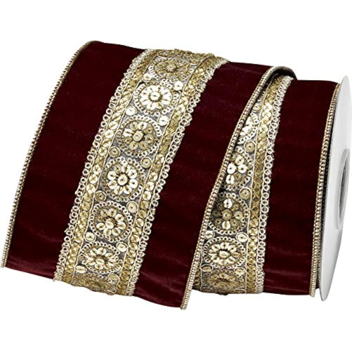 ASCA Trim Velvet Ribbon 10cm Width Burgundy 450cm A-16879-015