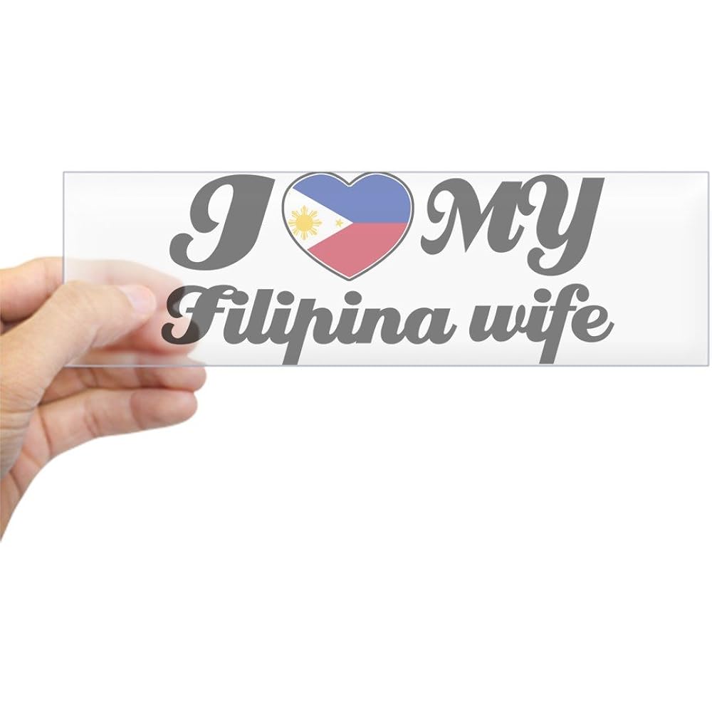 CafePress - I Love My Filipina Wife Bumper Sticker - 10 "X3" Rectangular Bumper Sticker Decal Sticker 0198284817D6594
