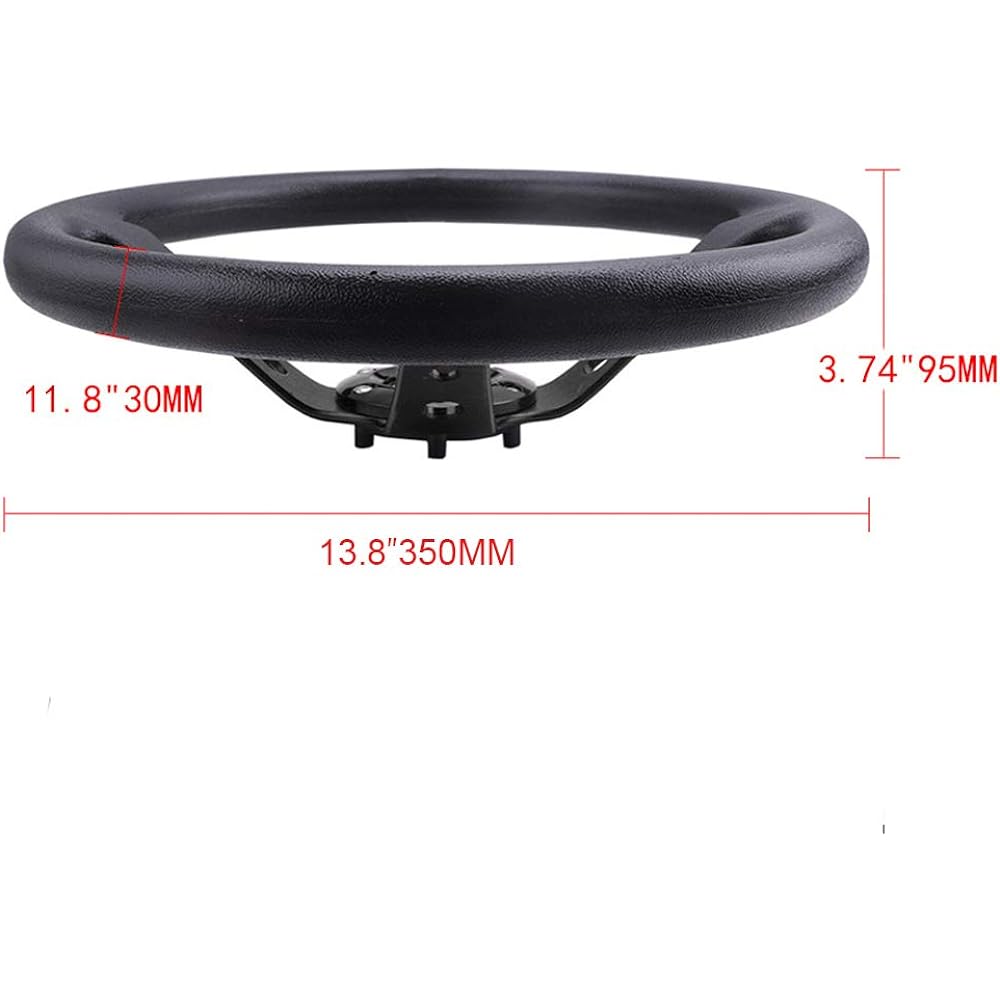 RASTP Steering Wheel Diameter 350mm Lightweight Aluminum Leather Car Replacement Deep Cone (Black)