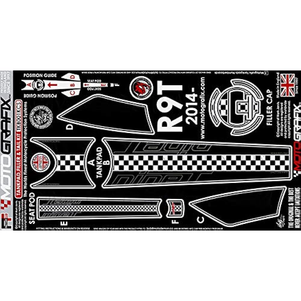 MOTOGRAFIX Tank Pad PROTECTOR & REAR SEAT POD R NINE T 14-18 Black/Carbon/Silver MT-TKB001KCS