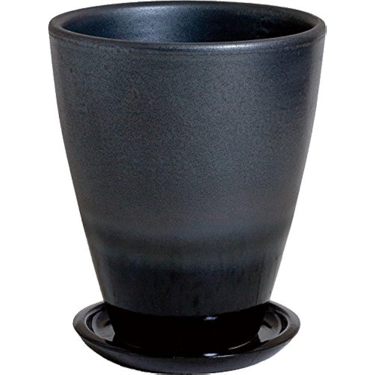 Plus Garden Flower Pot/Saucer Set Traine Long Φ250mm With Bottom Hole Graphite Shigaraki Ware 535-12