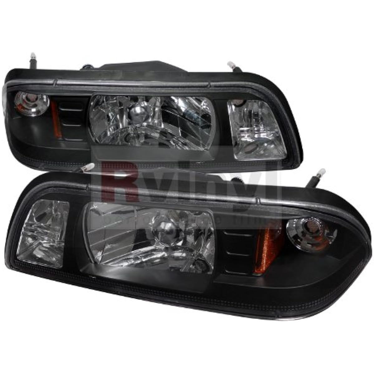 Ford Mustang 1987 1989 1990 1991 1992 1992 Euro Headlight -Black
