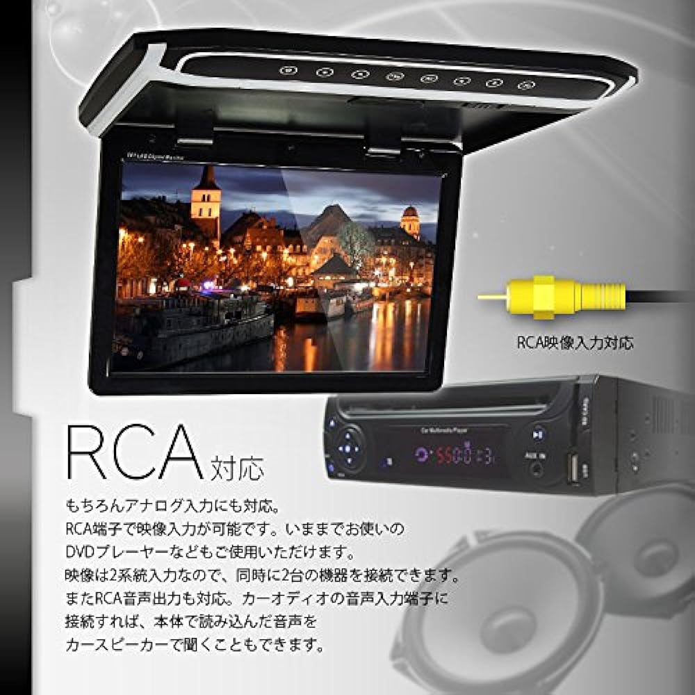 MAXWIN Flip Down Monitor 10.2 inch Flip Down Car Monitor Rear Monitor 10 inch WSVGA LCD HDMI RCA microSD Room Lamp Thin Design FLH1012B