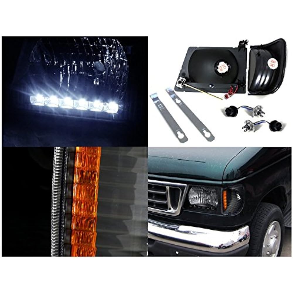FORD 92-06 Black Economy Ban LED Headlight Corner with lamp E250 E350