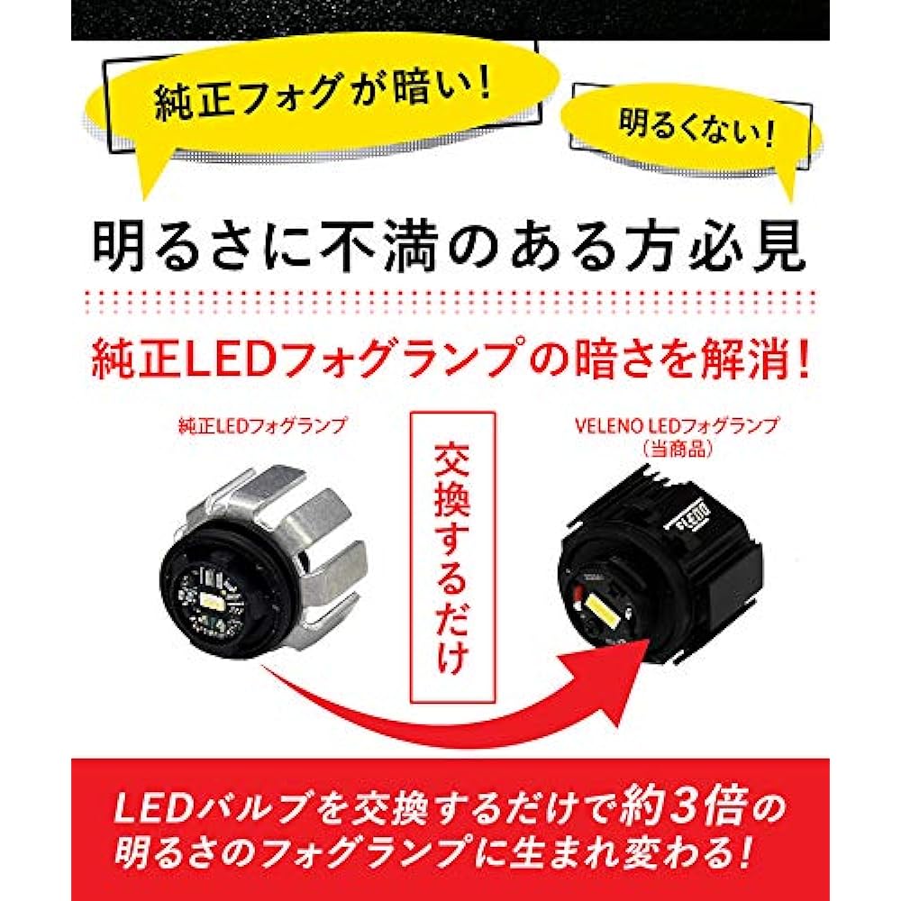 TOYOTA Genuine Replacement Fog Lamp LED 3500lm Yellow Yellow Fog Toyota VELENO 2 Bulb Set Genuine LED Replacement Bulb Replacement Genuine Same Shape with Pocket New Sienta MXPL MXPC10 Series R4.8~50 Late Prius (Yellow)