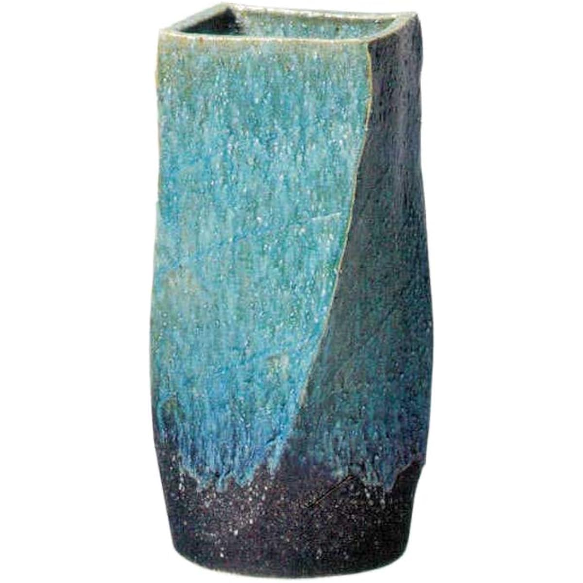 Yamasho Pottery Umbrella Stand Blue etc. Approx. Depth 26.0 x Width 26.0 x Height 47.0 cm Shigaraki Ware Green Kiln Unusual Twist Umbrella Stand