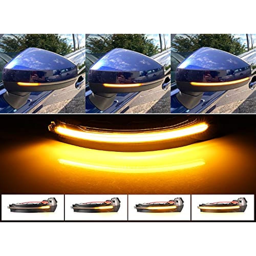 Audi Compatible Door Mirror Sequential Turn Signal LED A3 S3 RS3 8V etc. Flowing Turn Signal Smoked Lens Side Mirror Sequential Turn Signal