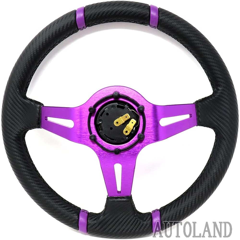 ALTEED Sports Steering 350φ Deep Cone Model Purple Spoke x Carbon Design External Car Steering Wheel