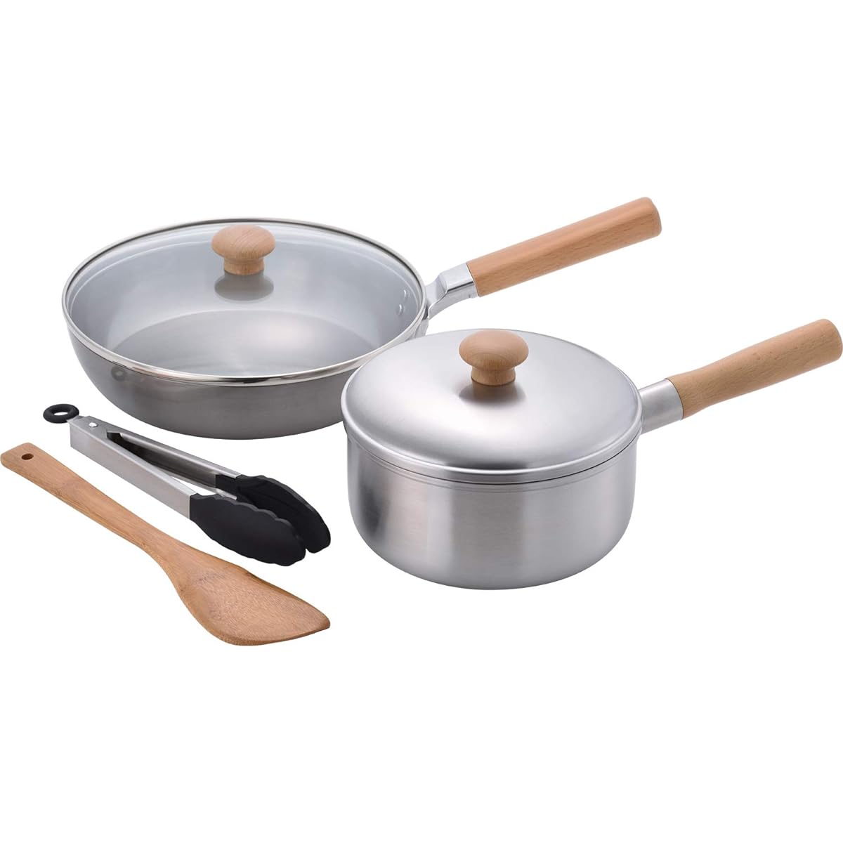 Wahei Freiz Made in Japan You'll want to keep using it One-handed pot 18cm IH compatible & with glass lid Iron frying pan 24cm set Silicone tongs and bamboo turner included IH compatible CS-043 Chitose