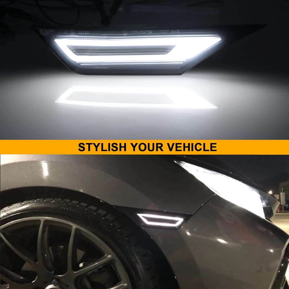 MyNOWAY Front Sacial LED Winker Light replacement Civic Coupe/Hatchback/Sedan 2016-2021 Dynamic Side Marker Fender Driving Lamp Amberside Indicator & White Position Lamp Smoke Lens