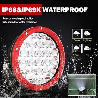 BANSIT 7 inch round LED Off -Light Red 2 pcs 210W 32000LM LED off -road light Super high -brightness off -road light driving light amber -light light wiring with harness 12V 24V pickup truck for UTV for UTV