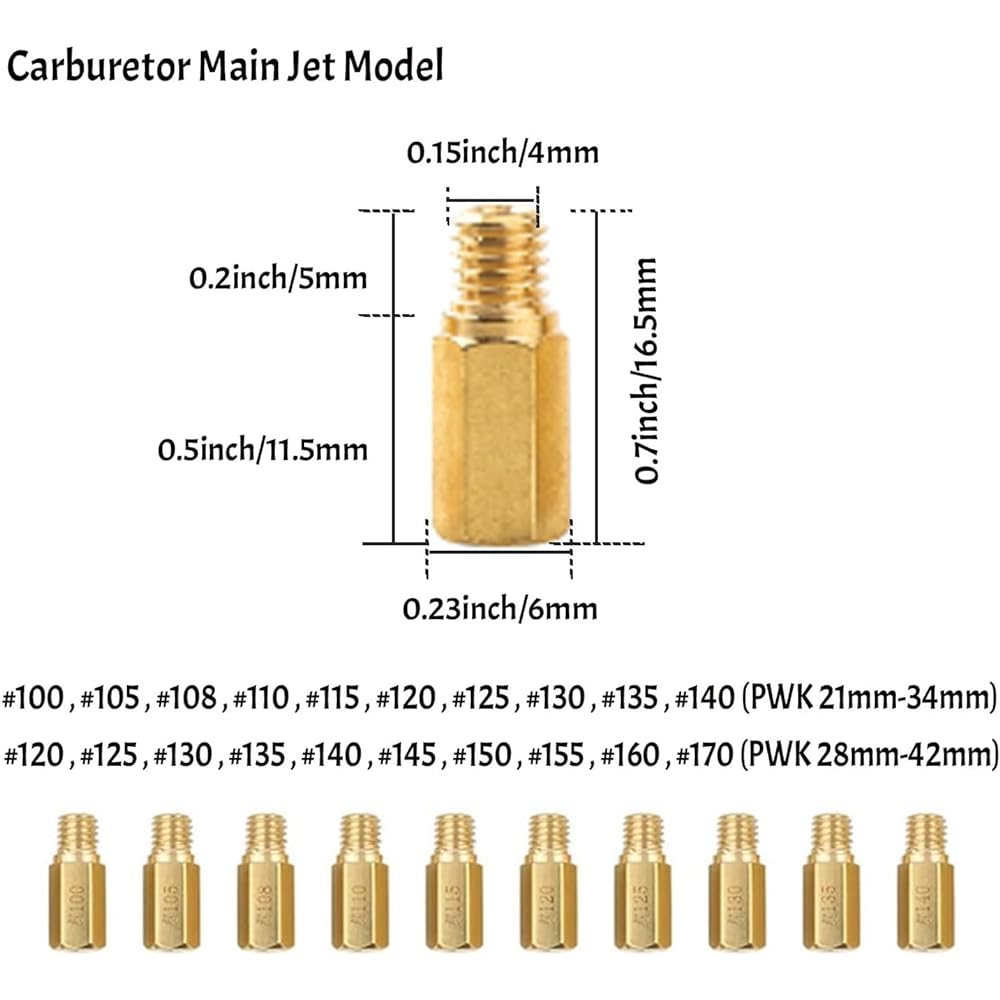Carburetor Main Jet 30 and Slogeet 10 Pilot Jet Kit PWK For Keihin OKO KOSO CVK