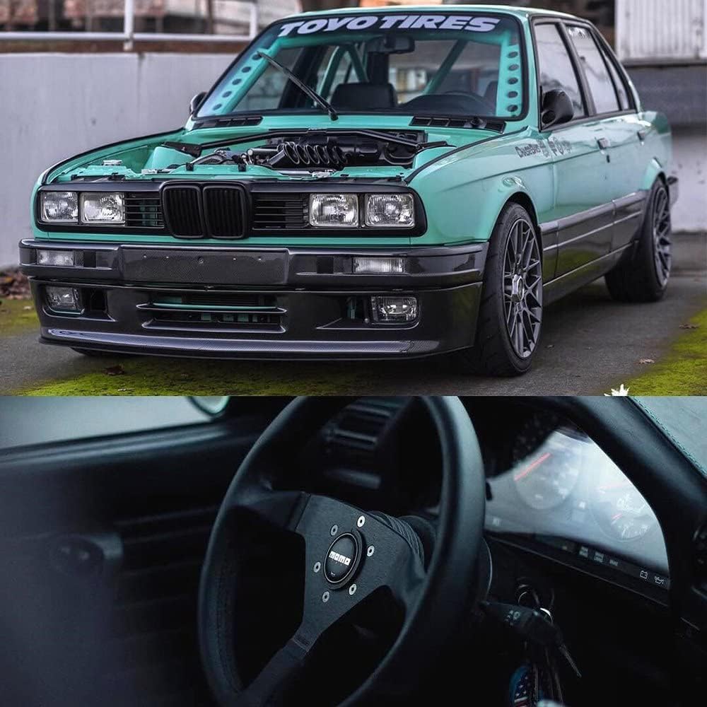 MOMO MOTORSPORT MONTECARLO ALCANTARA Handle Cover Black Alcantara Grip Black Eraser Alumite Spoke Black Stitch Black Horn Button 350mm -MCL35AL1B