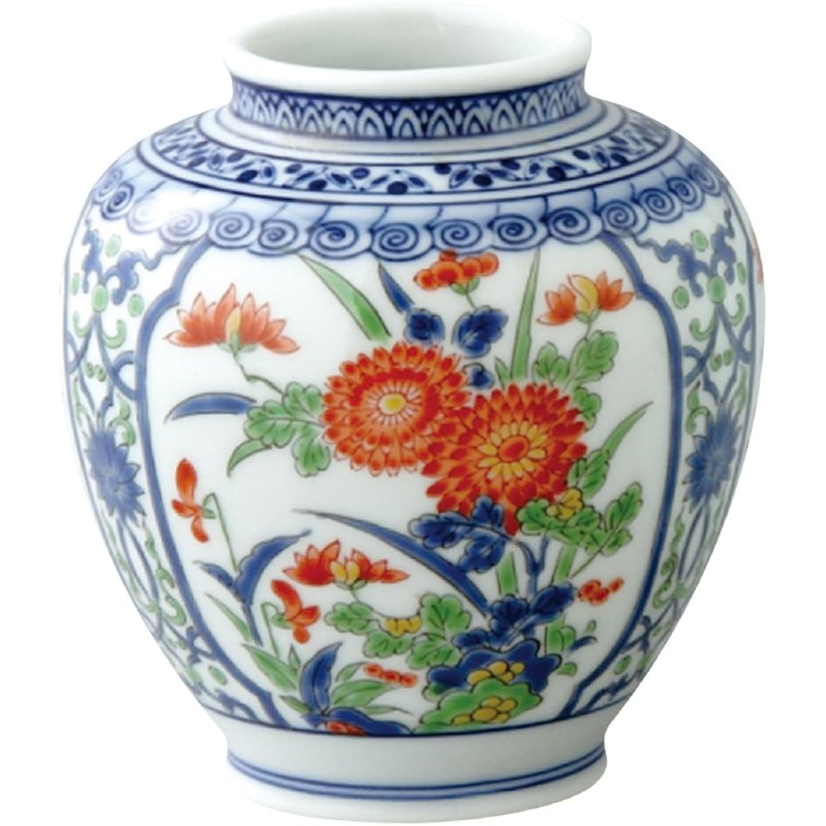 Yamashita Crafts Vase Colored Chrysanthemum φ9 x H10cm Arita Ware Mini Urn in Wooden Box 45027510