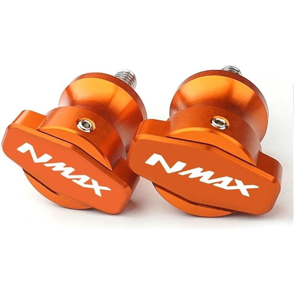 Motorcycle Swing Arm Spool M6 Motorcycle CNC Frame Stand Screw Slider Swing Arm Spool 6MM For NMAX155 NMAX125 NMAX 155 125 N-MAX 2017 2018 2019 (Color: Orange)