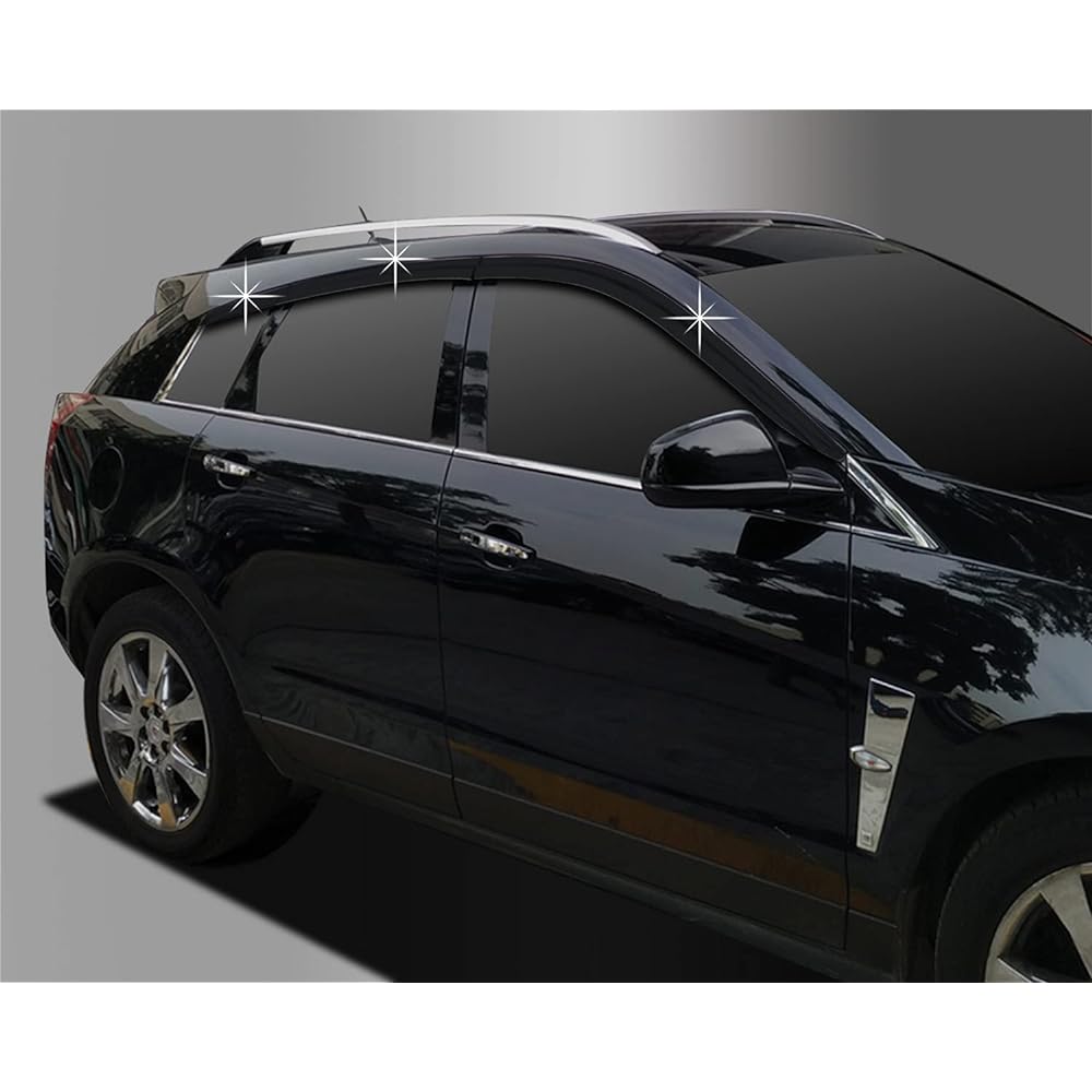 AutoCLOVER Dark Smoke Side Wind Wind Wind Visor 6 Points Set Cadillac SRX 2010 2012 2014 2015 / Safe Out Channel Guard Deflet