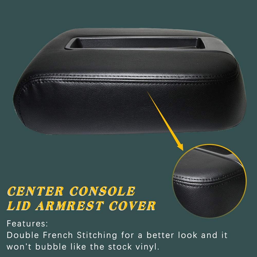 AABIGAIL Center Console Arm Rest Cover 2007-2013 Chevrolet Silverado, Taho, Sabarban, Ava Lunch, GMC Sierra, Ucon, Ucon XL Automatic Leather Sewing Console Cover replacement (black)