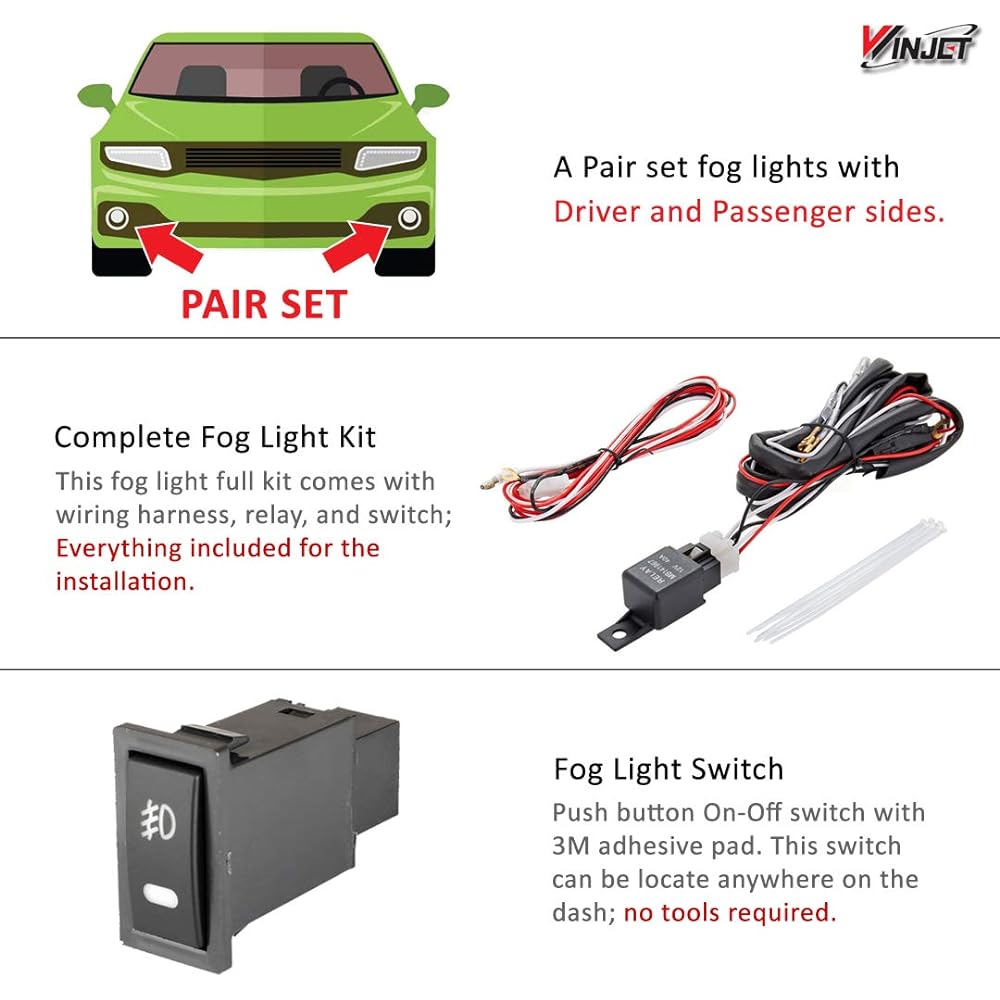 Winjet Fog Light 2000-2005 Compatible with Toyota Echo | Polycarbonate Resin Clear | 2004