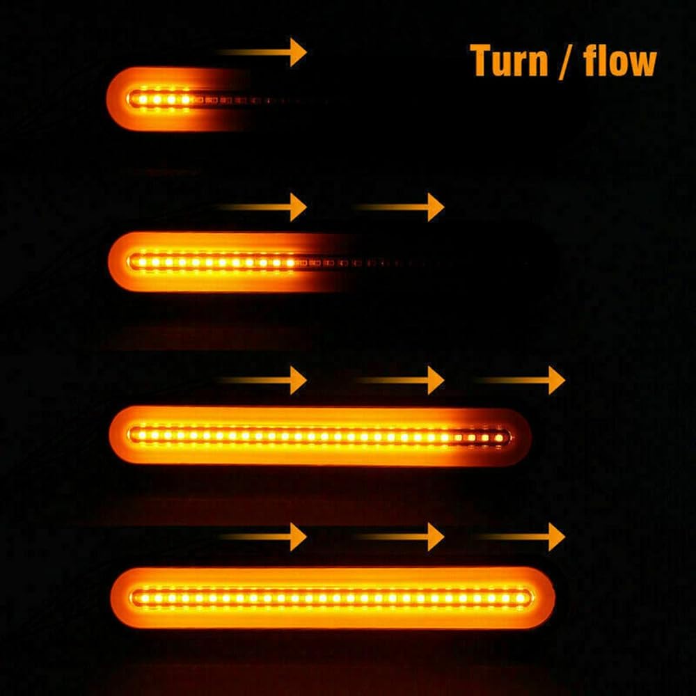 2 packs 9 inch LED trailer tail light bar + brake to + blake -size assembly identification red & amber sequential strip light waterproof track pickup SUV RV RV RV van