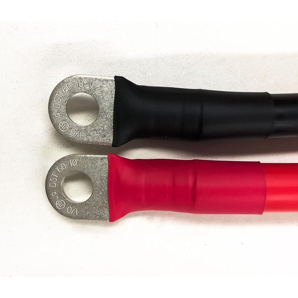 ONE GAIN KIV wire cable set with fuse, for inverter protection, red and black, 1m each *Length of battery side connection terminal from fuse holder is 80cm Compatible with SP2000-112, terminal crimped sp2012kiv-batt-80