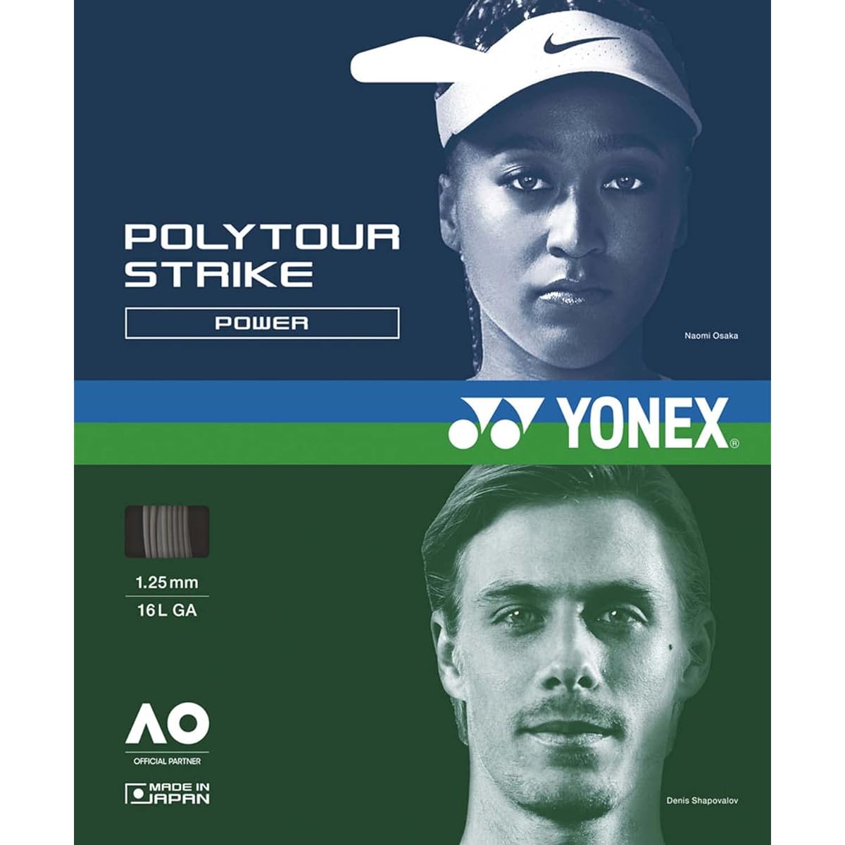 YONEX Hard Tennis Strings Polytour Strike 125 (1.25mm) PTGST125 Iron Gray