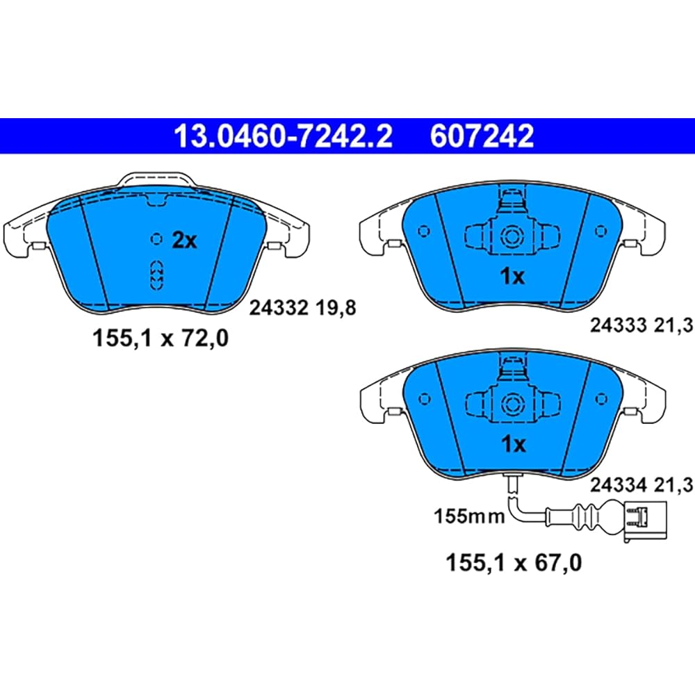 PADDING (ate-at2020) Brake Pads Set 5 N0698151 13046072422