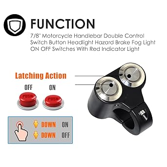 7/8 inch Curry Bai Handle Bar Control Switch -on Switch with Blue LED Light