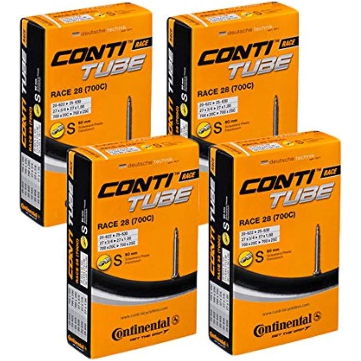 Continental Bike Inner Tube Race 28 S60 700C 20-25 Presta Valve 60mm (Set of 4)