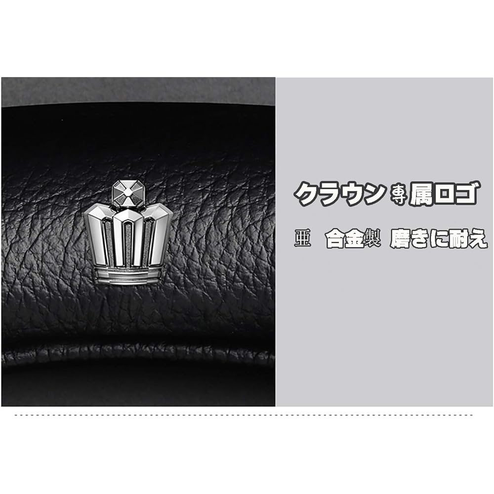 KADOO Crown 210 Series 200 Series 180 Series Steering Wheel Cover Genuine Leather Interior Parts Luxury Cowhide Leather Logo Carbon Pattern Wood Grain 15.0 inches (38 cm) 15.7 inches (40 cm) Available in Two Colors (Black with Letters, 210 Series, 38 cm)