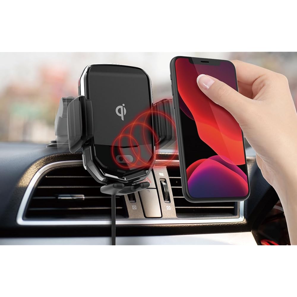 Kashimura Wireless Charger Automatic Open/Close Holder with Capacitor, Proximity Sensor, Built-in Electric Motor, Compatible with Notebook Case, NKW-8