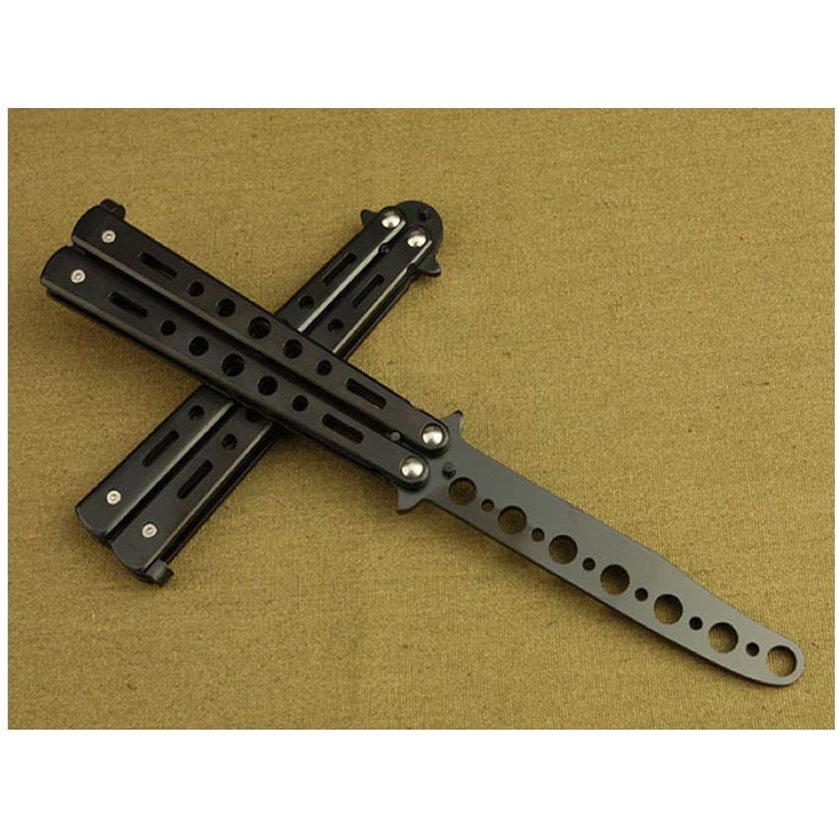 Outdoor Knife American Butterfly Shaver Saber Beginner Training Knife (Uncut Edge) Practice Knife - Black