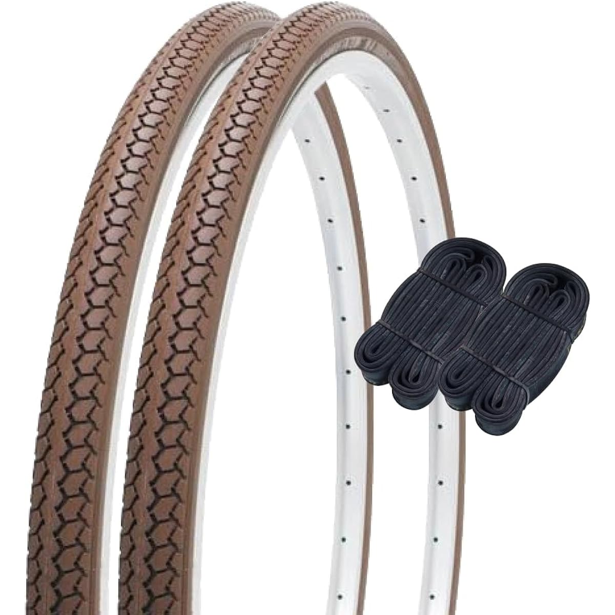 Shinko 24 inch bicycle tire 1.5mm extra thick tube set of 2 each pair roll DEMING L/L 24×1 3/8 brown W/O SR078 60140